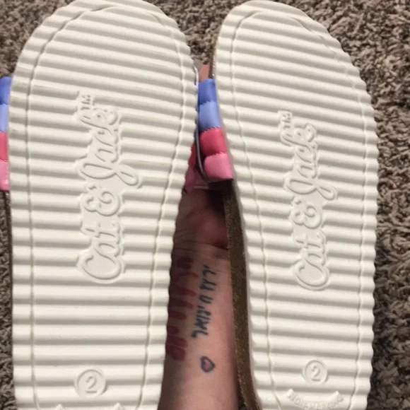 CAT & JACK 🐠 Colorful Slide Sandals Girls Size 2 | NWT - Picture 3 of 4